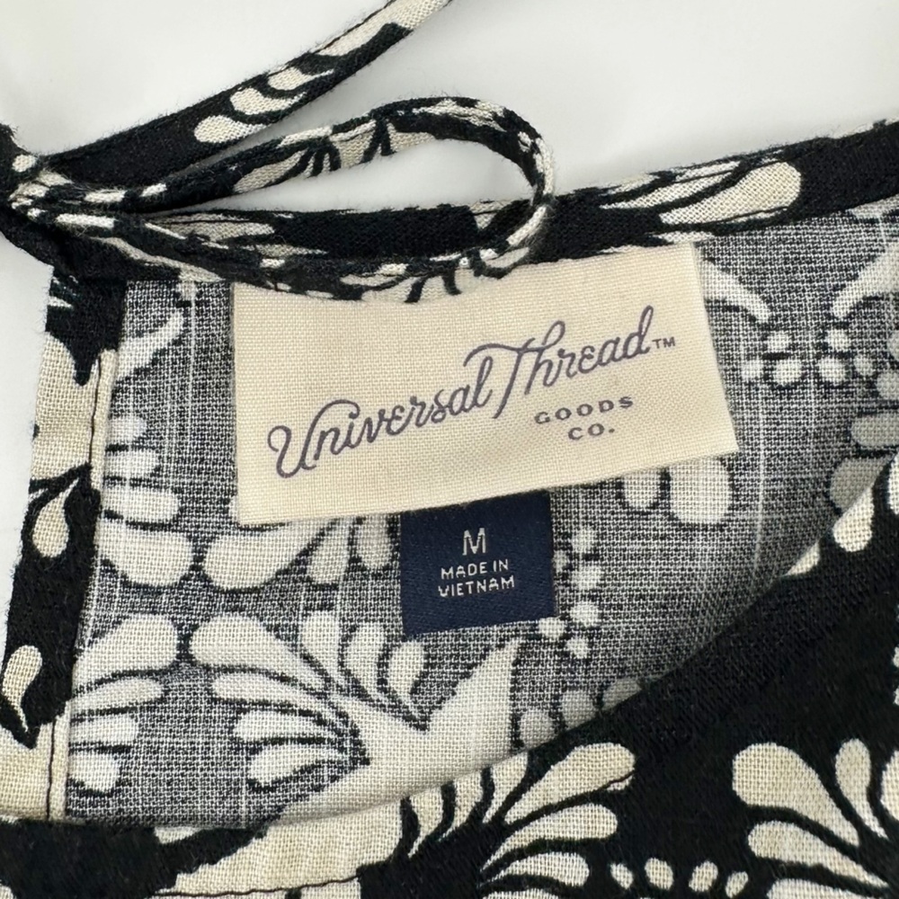 Universal Thread Black & Cream Ikat Sleeveless Smocked Waist Sundress Medium - Picture 6 of 11